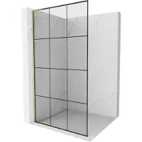 Mexen Kioto L douchescherm Walk-in 110 x 200 , zwart raster, goud geborsteld - 800-110-103-55-77
