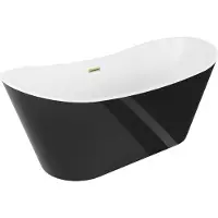 Mexen Montana vrijstaande badkuip 170 x 80 , wit/zwart, overloop goud geborsteld - 52011708075-55