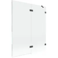 Mexen Lunar badwand 2-delig rechts 140 x 150 , transparant, geborsteld gun gray - 897-140-100-66-00-P