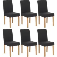 Mendler Set van 6 eetkamerstoelen Keukenstoel Littau ~ textiel, zwart, lichtgekleurde poten