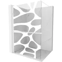 Mexen Kioto+ douchewand met plank Walk-in 70 x 200 , witte golf, wit - 800-070-121-20-97