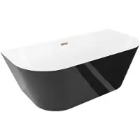 Mexen Oval Slim vrijstaande badkuip tegen de muur 170 x 80 , wit/zwart, overloop roségoud - 52661708075-60