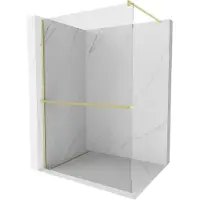 Mexen Kioto+ douchewand met schap Walk-in 115 x 200 , transparant, goud geborsteld - 800-115-121-55-00