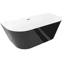 Mexen Oval Slim vrijstaande tegen de muur bad 170 x 80 , wit/zwart, goud overloop - 52661708075-50