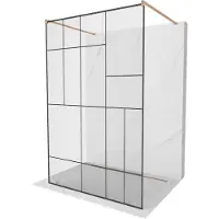 Mexen Kioto vrijstaande douchewand 120 x 200 , zwart patroon 8 mm, geborsteld koper - 800-120-002-65-78