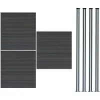 MonsterShop Composiet schutting paneel x 3 & 4 aluminium palen 1.8m grijs kunststof tuinscherm