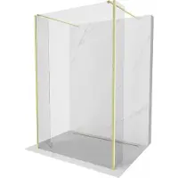 Mexen Kioto vrijstaande douchewand 90 x 30 x 30 , transparant, geborsteld goud - 800-090-030-222-55-00-030