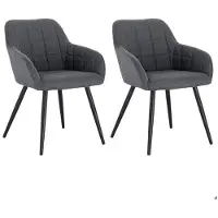 Helloshop26 Limousine eetkamerstoelen 2-delig elegant model donkergrijs 19_0000332