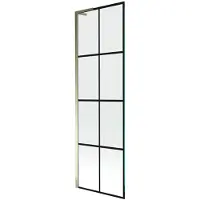 Mexen Next L badwand 1-deurs 60 x 150 , zwart raster, goud - 895-060-000-03-77-50