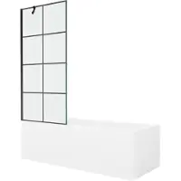Mexen Cubik rechthoekig bad 150 x 70 met ombouw en 1-vleugelig windscherm 80 , zwart patroon - 550315070X9508007077
