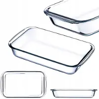Kadax Rechthoekige ovenschaal van hittebestendig glas, vaatwasmachinebestendige gasbakvormen, servies voor braden, glazen ovenschaal voor lasagne, cake (transparant, 1,5 liter) ..