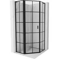 Mexen Mist L vijfhoekige douchecabine scharnierend links 80 x 80 , zwart raster, zwart - 8A8L-080-080-70-77-L