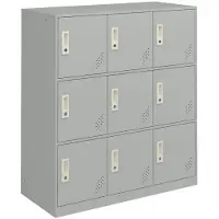 Helloshop26 Metalen kast met 9 deuren 100 x 90 x 40 cm lichtgrijs gelakt staal