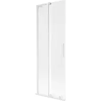 Mexen Velar L badwand-omheining 2-delig uitschuifbaar 75 x 150 cm, ijswit, wit - 896-075-003-31-20