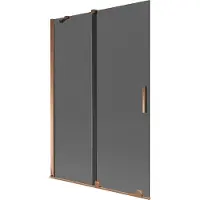 Mexen Velar badwandscherm 2-delig schuifbaar 120 x 150 , grafiet, roze goud - 896-120-000-41-60