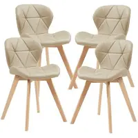 Helloshop26 Eetkamerstoelen - - Set van 4 - Beige kunstleer - Modern ontwerp - Comfortabel en robuust