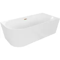 Mexen Mia vrijstaande hoekbad rechts 180 x 80 , wit, overloop roze goud - 52691808000P-60