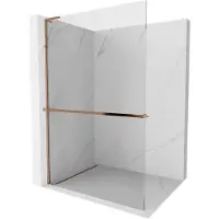 Mexen Kioto+ L douchewand met plank Walk-in 115 x 200 , transparant, roze goud - 800-115-123-60-00