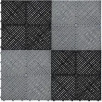 MonsterShop Geventileerde kliktegels zwart en grijs 6m x 6m voor dubbele garage en werkplaatsen, antislip.