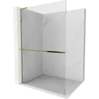 Mexen Kioto+ L douchewand met plank Walk-in 90 x 200 , transparant, goud - 800-090-123-50-00