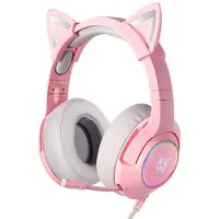 Onikuma K9 - Gaming Headset - Met Microfoon - Roze Koptelefoon - Kattenoren