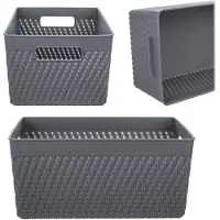 Kadax Lioni rechthoekige mand 25,5 x 16,5 x 12 cm donkergrijs