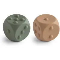Mushie Siliconen Dobbelsteen Druk Speelgoed | Baby Sensorisch Spel voor 10+ Maanden (Dried Thyme/Natuurlijk)