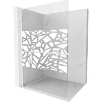 Mexen Kioto+ L douchewand met plank Walk-in 90 x 200 , wit patroon, wit - 800-090-123-20-85