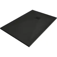Mexen Stone+ rechthoekige composiet douchebak 90 x 80 , zwart, zwarte afdekking - 44708090-B