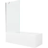 Mexen Cubik rechthoekig bad 160 x 70 met ombouw en 1-delige paravent 90 , transparant, chroom - 550316070X9509000001