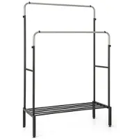 Helloshop26 Kledingrek - - Verstelbaar 108x50x120/125 cm - Dubbele stang - Schoenenrek - Metaal