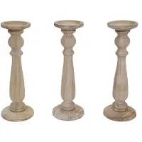MCW Set van 3 kandelaars T360, kaarsenhouder, shabby-look vintage hoogte 35cm ~ naturel bruin
