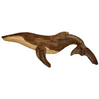 Semoic Houten Zeevis Decor Standbeeld Walvis Beeldje Sculptuur Ornament Rustieke Decoratie Muur Hangende Decoratie,D