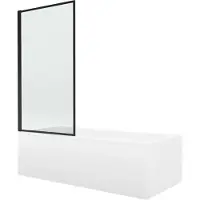 Mexen Cubik rechthoekig bad 160 x 70 met ombouw en 1-vleugelige scherm 80 , zwart patroon fix - 550316070X9308007070