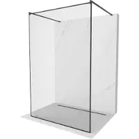 Mexen Kioto vrijstaande douchewand 160 x 200 , zwarte omlijsting 8 mm, zwart - 800-160-002-70-70