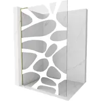 Mexen Kioto L Douchewand Walk-in 120 x 200 , witte golf, goud - 800-120-103-50-97