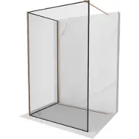 Mexen Kioto douchewand Walk-in 130 x 110 , zwart frame, geborsteld koper - 800-130-212-65-70-110