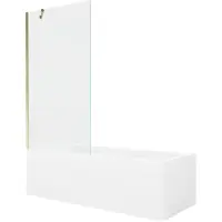 Mexen Cubik rechthoekig bad 150 x 70 met ombouw en 1-vleugelig scherm 90 , transparant, goud - 550315070X9509000050