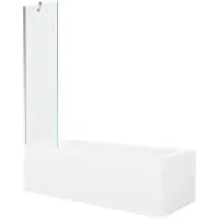 Mexen Cubik rechthoekig bad 160 x 70 met ombouw en 1-vleugelig scherm 50 , transparant, chroom - 550316070X9505000001