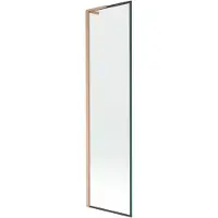 Mexen Next L badwand 1-delig 50 x 150 , zwarte lijst, geborsteld koper - 895-050-000-03-70-65