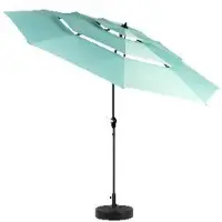 MUVOE Rechthoekige dubbele zonneparasol van 4,5 m met een zwengel (lichtgroen) (zonder voet).