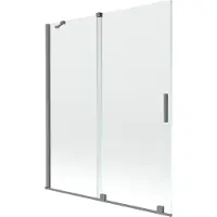 Mexen Velar badwand scherm 2-delig schuifbaar 140 x 150 , transparant, gun metal - 896-140-000-01-95