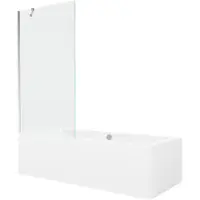 Mexen Cube rechthoekig bad 170 x 80 met omkasting en 1-vleugelig scherm 90 , transparant, chroom - 550517080X9509000001