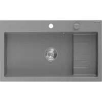 Mexen Omar granieten spoelbak 1-komers 800 x 480 , grijs, sifon chroom - 6520801005-71