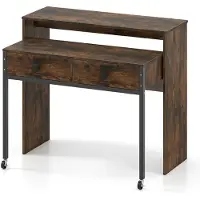Helloshop26 Retractable bureau - - 100x63x88 cm - 2 lades - Bruin hout - Compact en praktisch