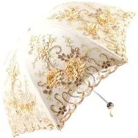 Jojomino Kant UV Zon Parasol Opvouwbare 3D Bloem Borduurwerk Paraplu Buiten Zomer Bruiloft E