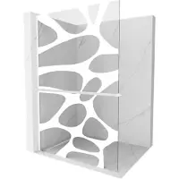 Mexen Kioto+ L douchewand met plank Walk-in 100 x 200 , witte golf, wit - 800-100-123-20-97
