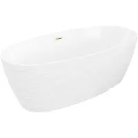 Mexen Olea vrijstaande badkuip patroon 170 x 80 , wit, overloop goud geborsteld - 52821708000-55