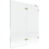 Mexen Lunar douchescherm 2-delig rechts 140 x 150 , transparant, goud geborsteld - 897-140-100-55-00-P