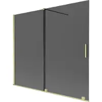 Mexen Velar badwand 2-vleugelig schuifbaar 180 x 150 , grafiet, geborsteld goud - 896-180-000-41-55
